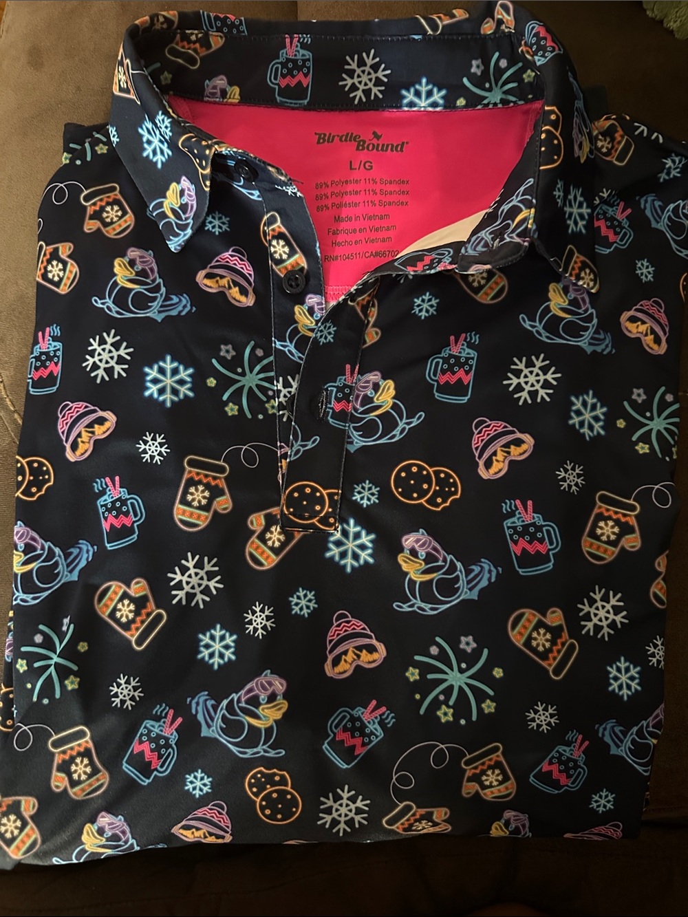 Birdie & Bound Men's Navy Holiday-Print Polo